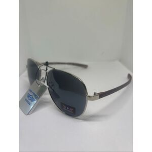 Air Force Aviator Sunglasses UV400 Metal Frame Wood Grain Temples New